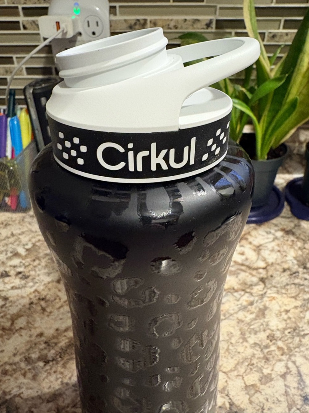 Cirkul Black Leopard Print Water Bottle with White Lid - Picture 5 of 7